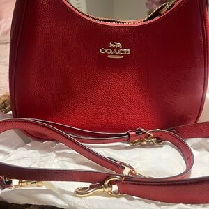 Coach Red Hobo  Leather Shoulder Bag